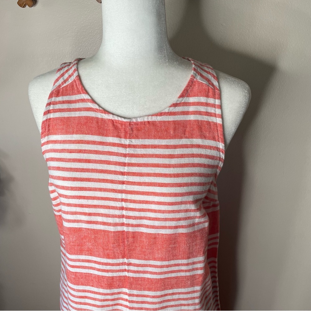 5/$25 Old Navy linen blend striped peach sheath dress - Picture 2 of 7